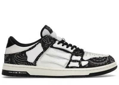 Pre-owned Amiri Men's  Skel Top Low Bandana Denim Sneakers In Black