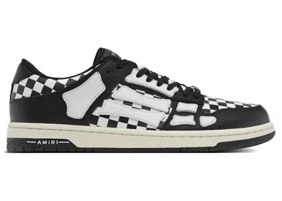 Pre-owned Amiri Men's  Skel Top Low Checkered Sneakers In Black/white In Multi