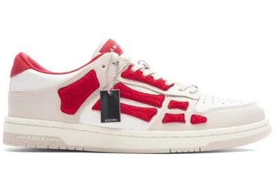Pre-owned Amiri Men's  Skel Top Low Chenille Sneakers In White/red In Multi