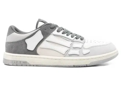 Pre-owned Amiri Men's  Skel Top Low Distressed Sneakers In White/dark Grey/light Grey