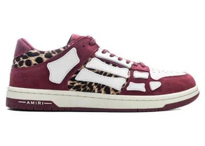 Pre-owned Amiri Men's  Skel Top Low Leopard Sneakers In Burgundy