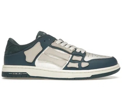Pre-owned Amiri Men's  Skel Top Low Quad Monogram Debossed Sneakers In Vintage Blue