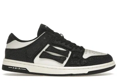Pre-owned Amiri Men's  Skel Top Low Shimmer Sneakers In Black/white In Multi