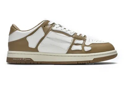 Pre-owned Amiri Men's  Skel Top Low Sneakers In White/brown In Multi