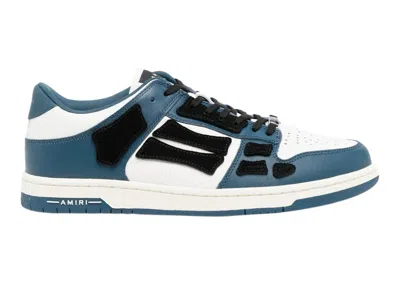 Pre-owned Amiri Men's  Skel Top Low Sneakers In White/navy Blue/black