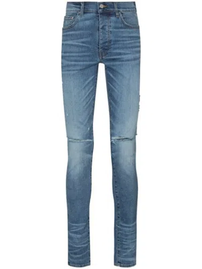 Pre-owned Amiri Men's  Slash Skinny Stretch Jeans In Blue
