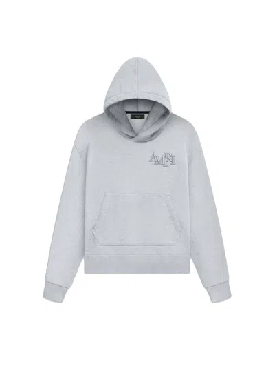 Pre-owned Amiri Men's  Staggered Logo Hoodie In Heather Grey