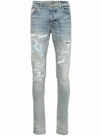 Pre-owned Amiri Men's  Staggered Logo Jean In Clay Indigo