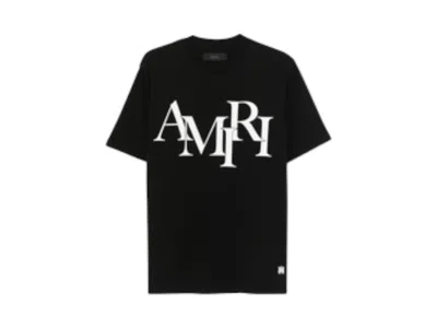 Pre-owned Amiri Men's  Staggered Logo T-shirt In Black
