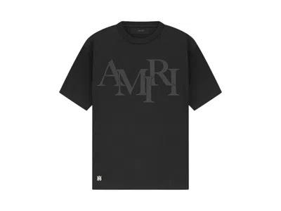 Pre-owned Amiri Men's  Staggered Logo Tee Shirt In Black