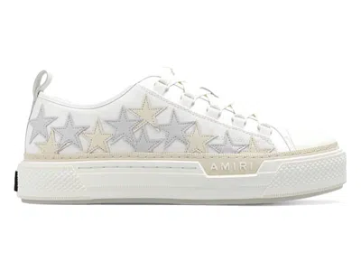 Pre-owned Amiri Men's  Stars Court Low Sneakers In Biege/grey