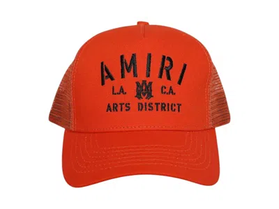 Pre-owned Amiri Men's  Stencil Trucker Hat In Orange/black In Multi