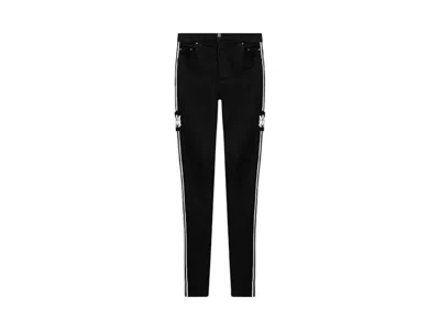 Pre-owned Amiri Men's  Striped Logoprint Jeans In Black/white