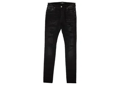 Pre-owned Amiri Men's  Thrasher Plus Distressed Skinny Jeans In Black