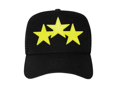 Pre-owned Amiri Men's  Three Star Trucker Hat In Black/lime