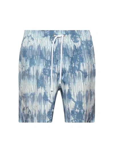 Pre-owned Amiri Men's  Tie Dye All Over Logo Swim Shorts In Blue