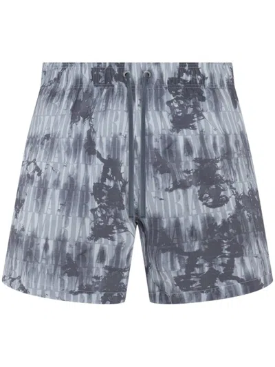 Pre-owned Amiri Men's  Tie Dye All Over Logo Swim Shorts In Grey