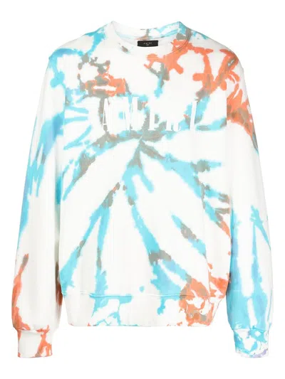 Pre-owned Amiri Men's  Tie Dye Crewneck In White/orange/blue