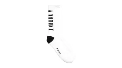 Pre-owned Amiri Men's  Vertical Logo Socks In White