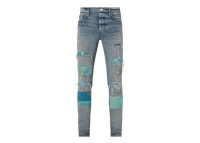Pre-owned Amiri Men's  Vintage Quilt Art Patch Skinny Jean In Clay Indigo