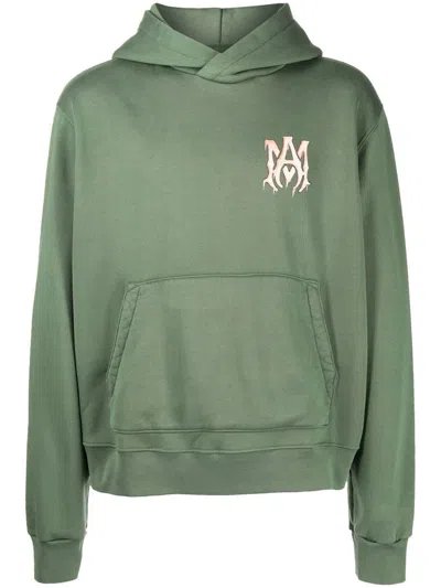 Pre-owned Amiri Men's  Watercolor Ma Hoodie In Green/peach