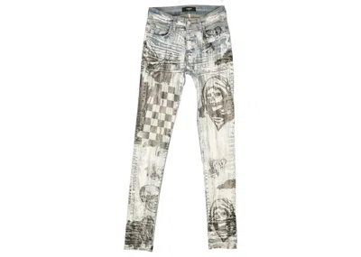 Pre-owned Amiri Men's  Wes Lang Sketch Straight Fit Jeans In Blue