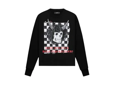 Pre-owned Amiri Men's  X Wes Lang Checker Skull Crewneck Sweatshirt In Black