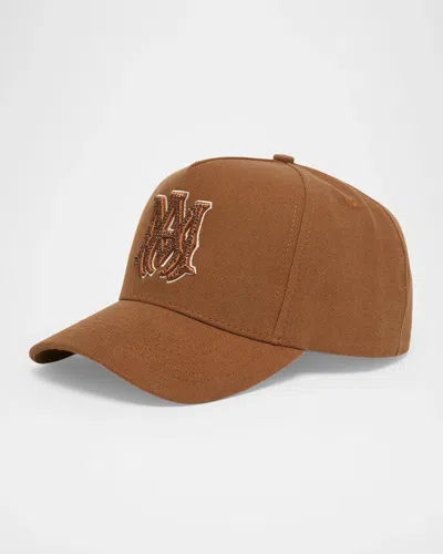 Amiri Men & Apos;s Crystal-embellished Ma Baseball Cap In Coffee