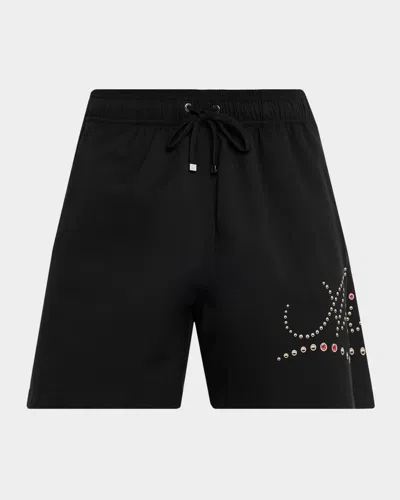Amiri Men & Apos;s Logo Studded Drawstring Shorts In Black