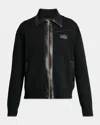Amiri Wool Bomber Jacket With Leather Inserts In Black