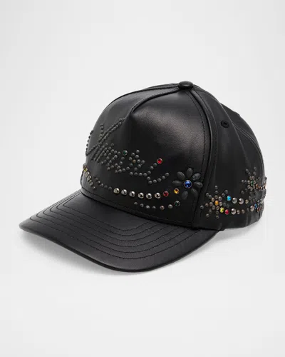 Amiri Men & Apos;s Studded Leather Baseball Cap In Black