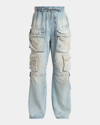 Amiri Men & Apos;s Vintage-wash Wide Leg Cargo Jeans In Blue