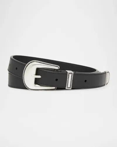 Amiri Men & Apos;s Western Belt In Smooth Leather In Black Nick