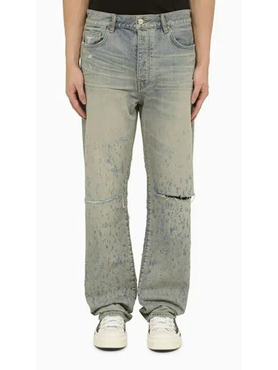 AMIRI MEN'S ANTIQUE INDIGO JEANS WITH RIPS