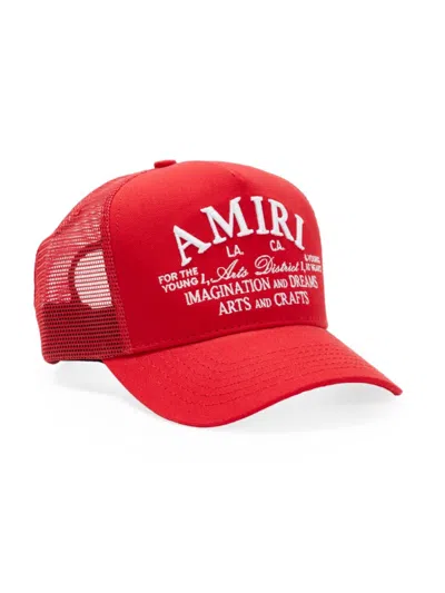 Amiri Men's Arts District Cotton Trucker Hat In Red