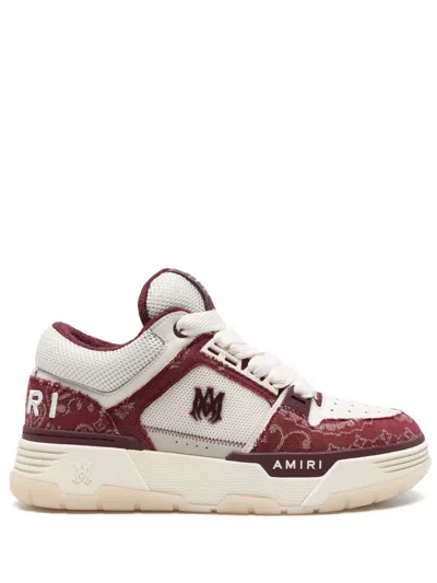 Amiri Burgundy & Off-white Bandana Denim Ma-1 Sneakers In Red