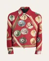 Amiri Mens Deep Red Tapestry Graphic-print Relaxed-fit Woven-blend Jacket In Deep Red