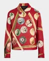 Amiri Mens Deep Red Tapestry Graphic-print Relaxed-fit Woven-blend Jacket In Deep Red