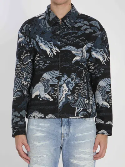 Amiri Men Bird Tapestry Blouson Jacket In Black