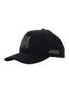 Amiri Men Black Baseball Cap With Logo On Front And Side In Cotton Man In Black