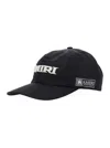 Amiri Men Black Baseball Cap With With Logo Lettering Embroidery In Tech Fabric Man In Green