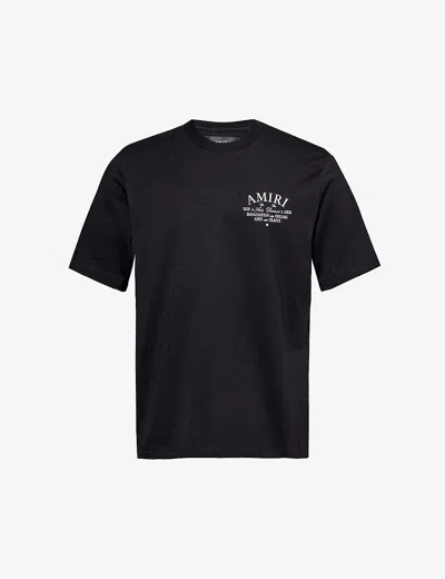 Amiri Mens Black Brand-embellished Crewneck Cotton-jersey T-shirt In Black