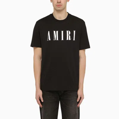 AMIRI MEN'S BLACK COTTON T-SHIRT WITH CONTRASTING CHEST LETTERING