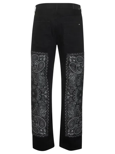 Amiri Men Black Denim Bandana Jacquard Straight Jeans