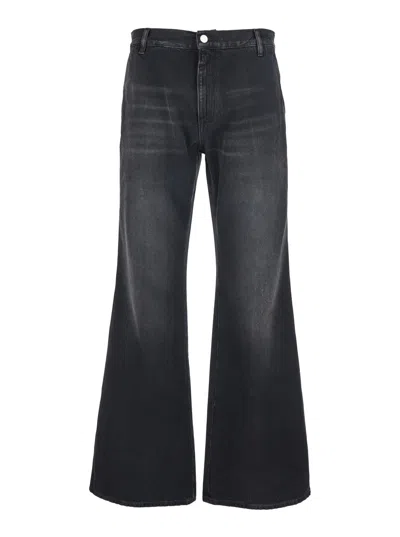 Amiri Men Black Jeans With Logo Patch Applied On The Back In Cotton Man In Gray
