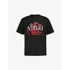 Amiri Mens Black Red Brand-embellished Crewneck Cotton-jersey T-shirt