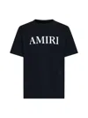 Amiri Men Black Crewneck T-shirt With Logo Lettering Print On The Front In Cotton Man In Black