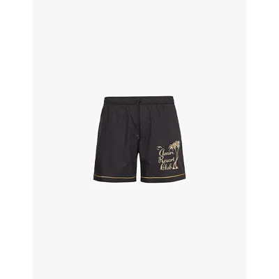 Amiri Mens Twisted Palms Brand-print Cotton Shorts Black