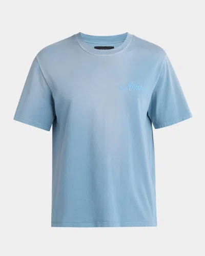 Amiri Men's Bleach Bandana Patch T-shirt In Blue
