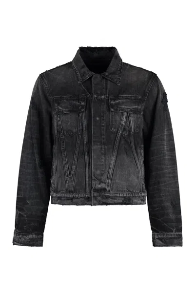 Amiri Men's Bleach Wash Distressed Denim Jacket In Black